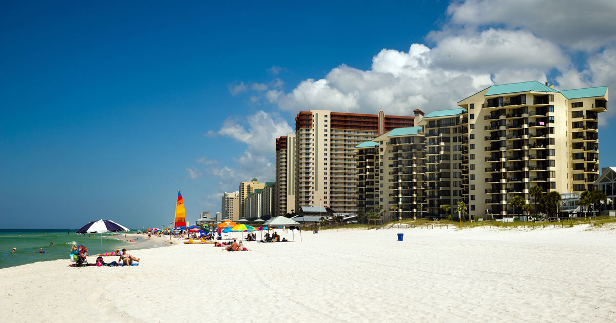 View of the beach and the buildings
