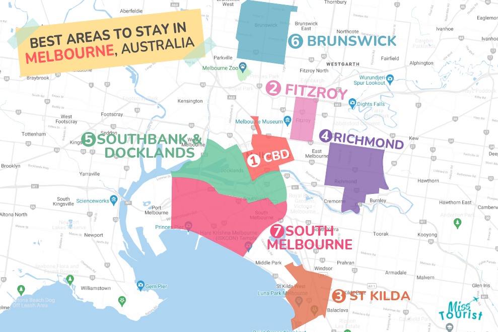 Map of Where to stay in Melbourne