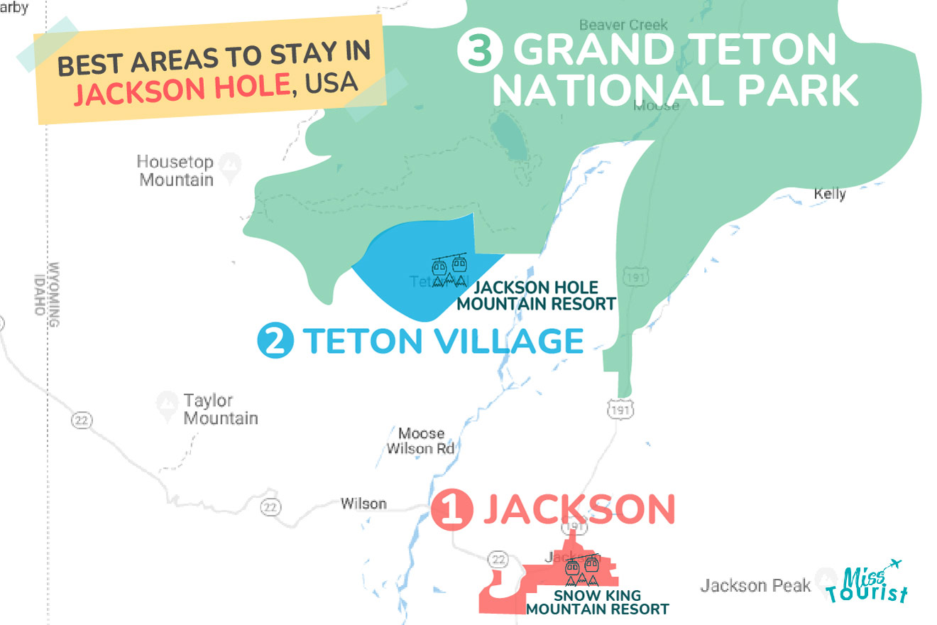 Map of best places to stay Jackson Hole