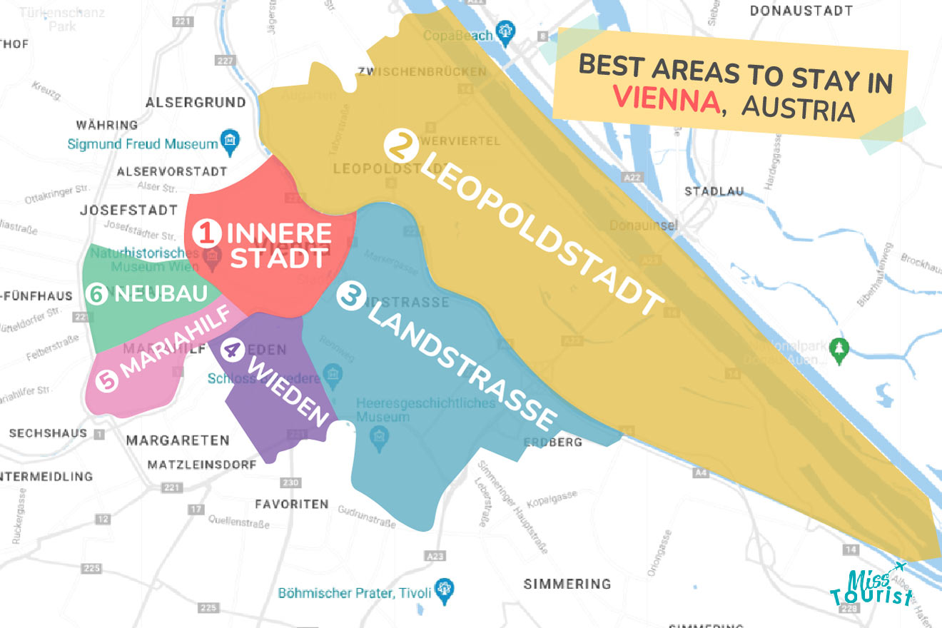 Map of best places to stay Vienna