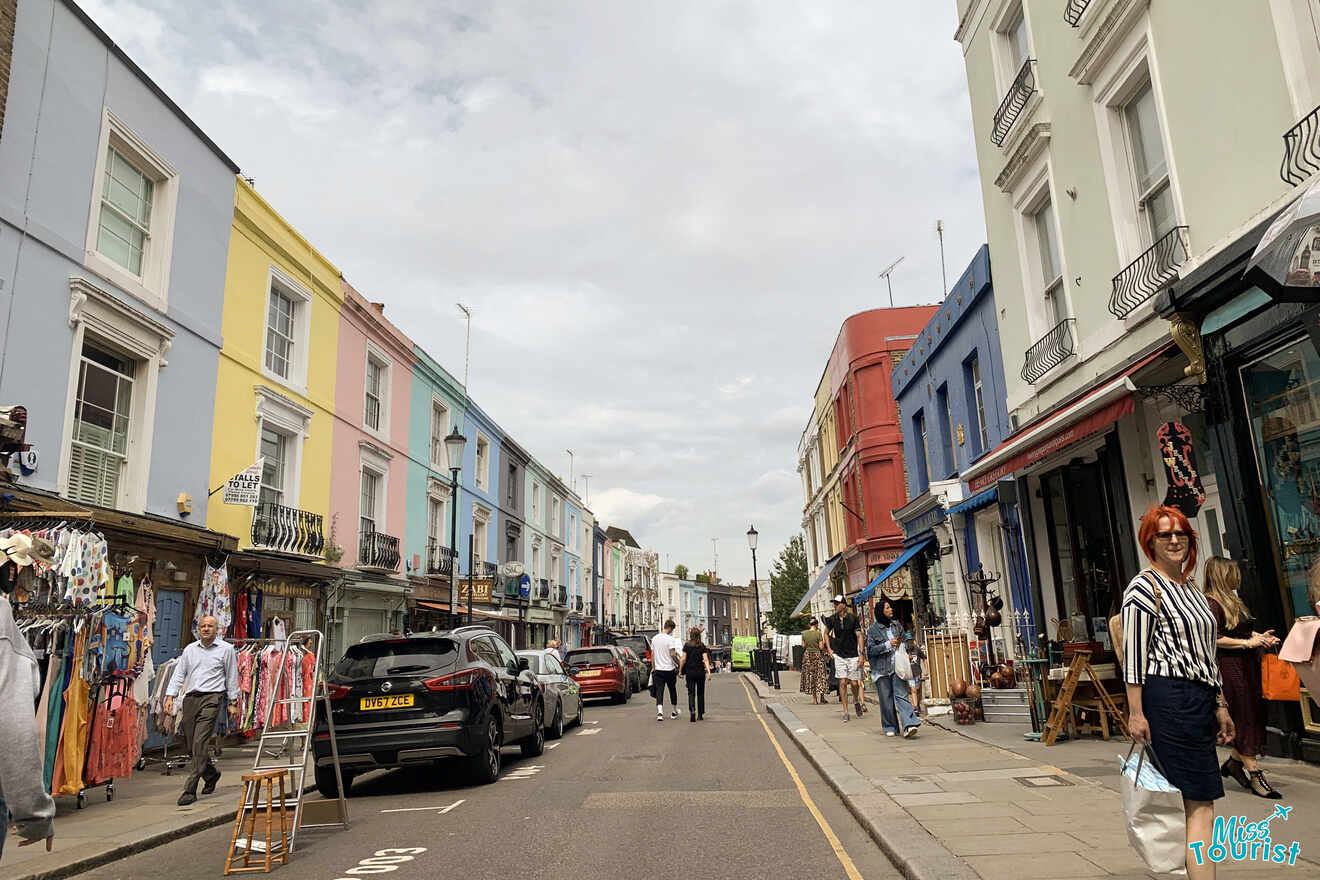 3 pictures of the colorful houses in London