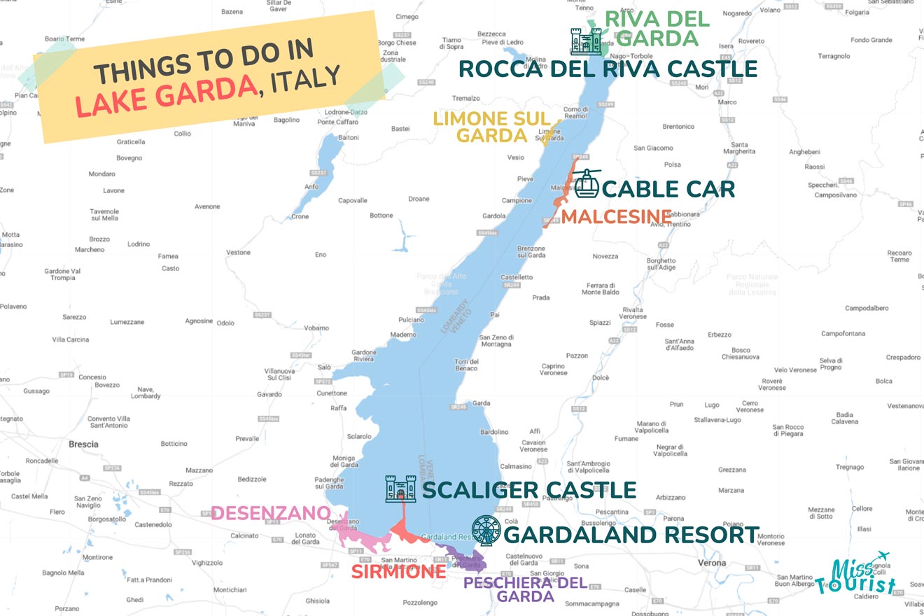 Map of best places to stay Lake Garda