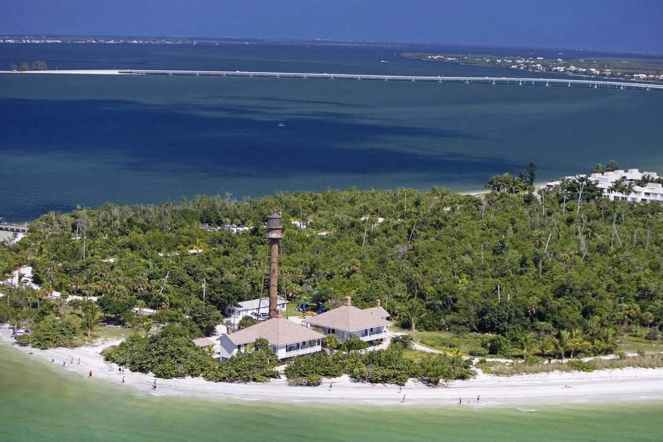 An aerial image of the East Coast, the best place where to stay in Sanibel Town