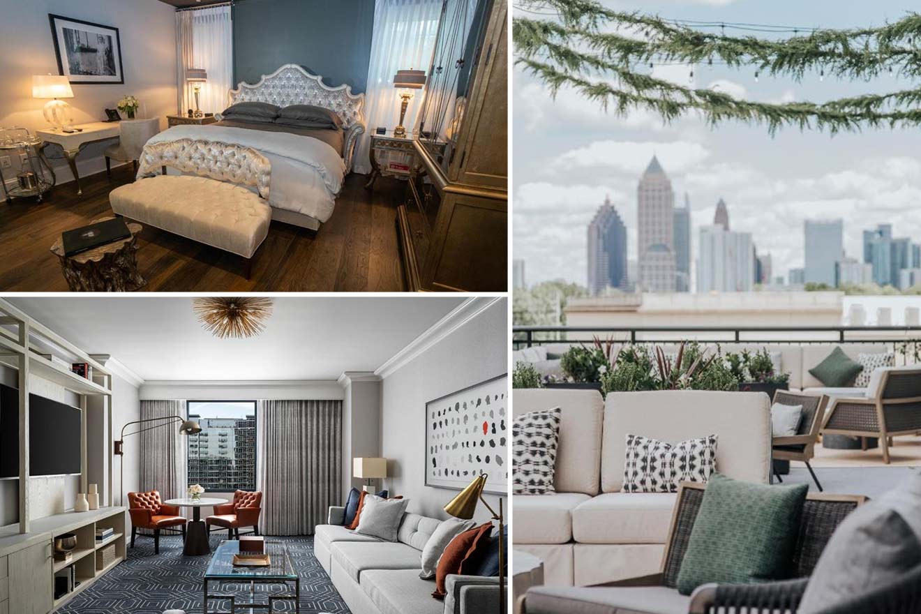 A collage of luxury hotels near Georgia Tech