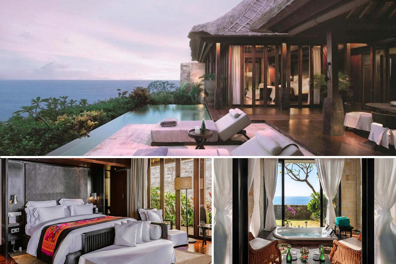 Collage of images of luxury hotels in bali