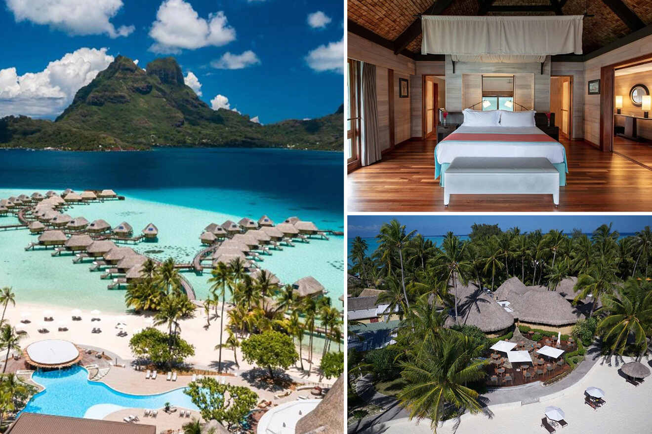 A collage of the best luxury hotels where to stay in Bora Bora 