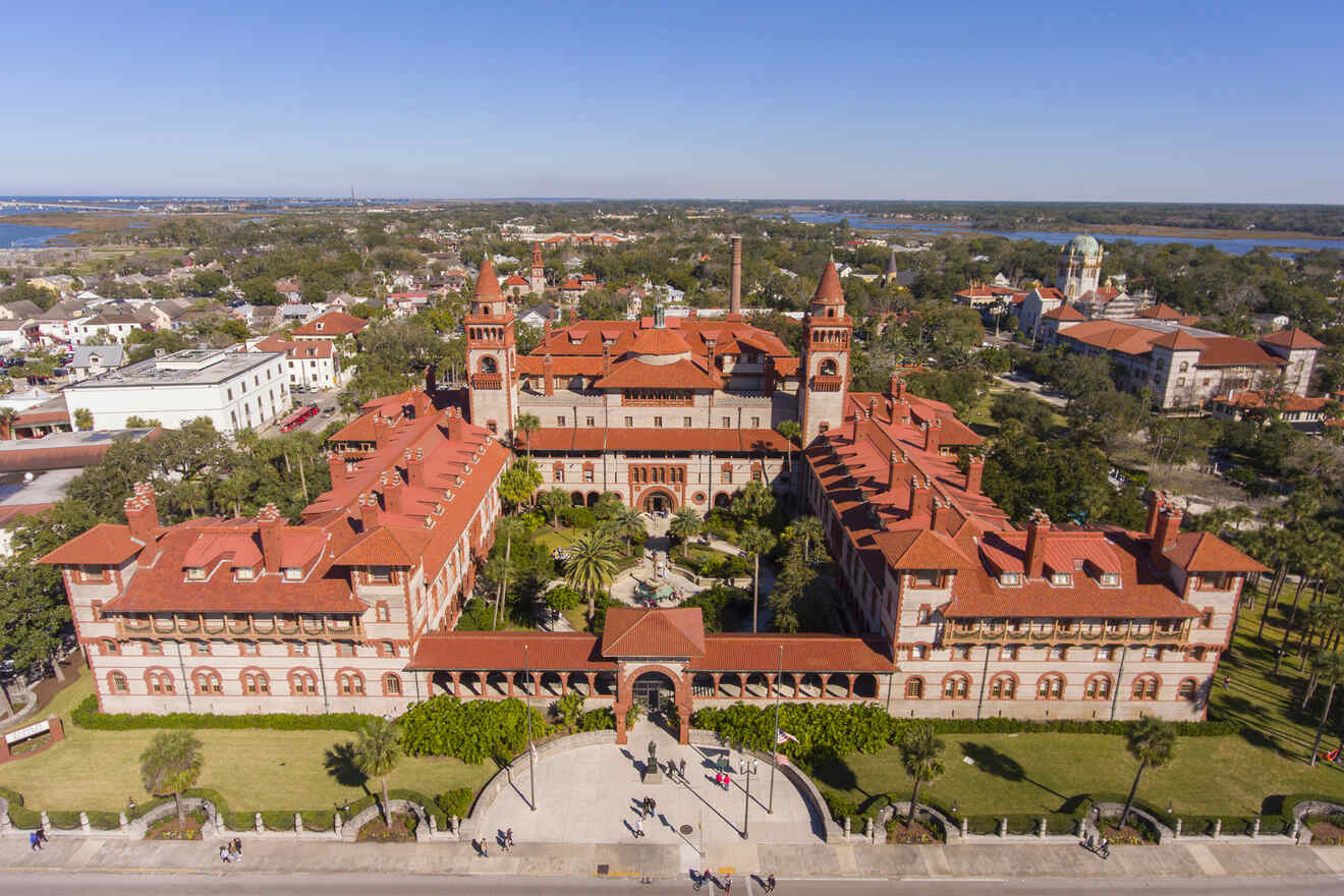 An aerial view of the Old town, the best area where to stay in St. Augustine for the first time