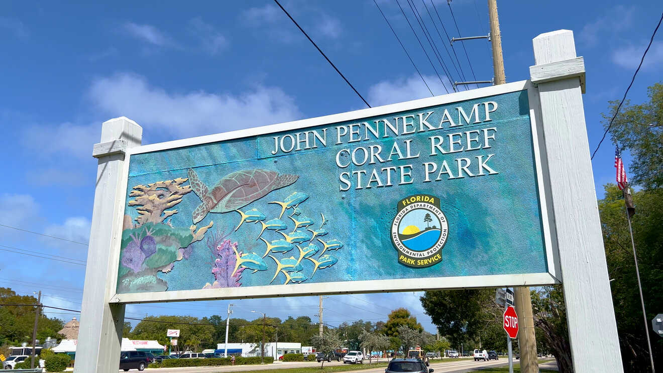 image of the John Pennekamp State Park entrance sign