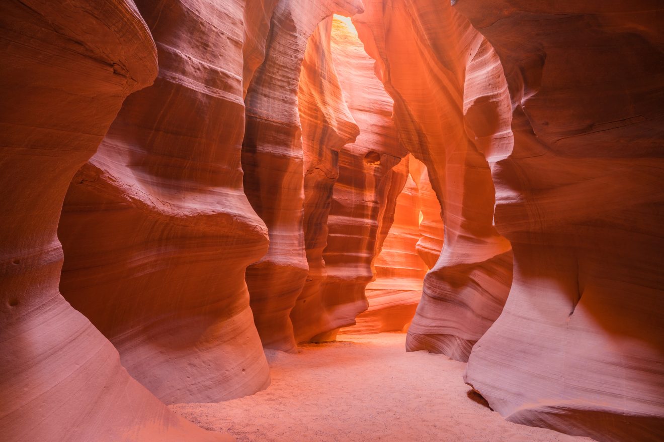a red image of Antelope Canyon near Page, Arizona, where to stay in Antelope Canyon