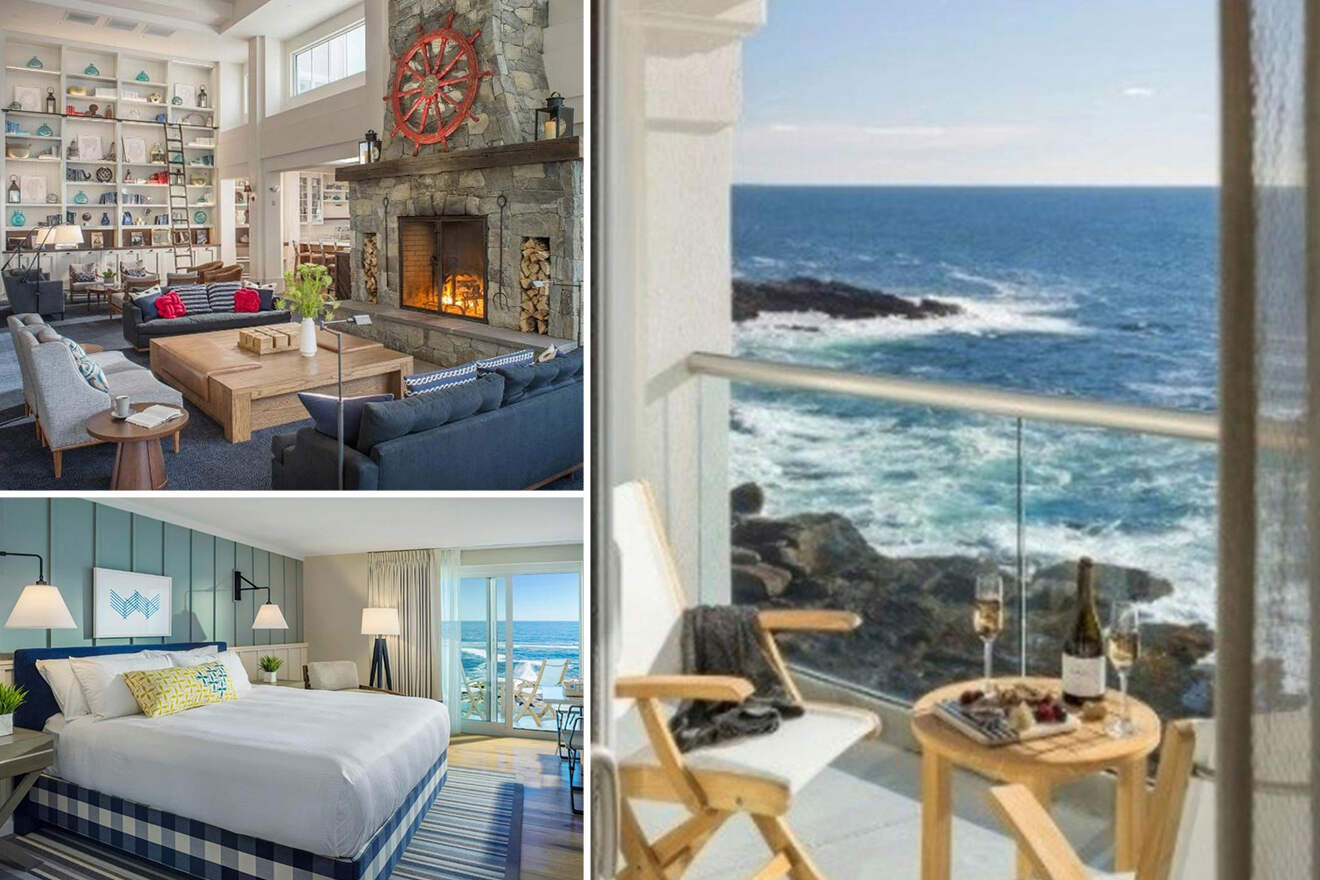 A collage of luxury oceanfront hotels in Maine
