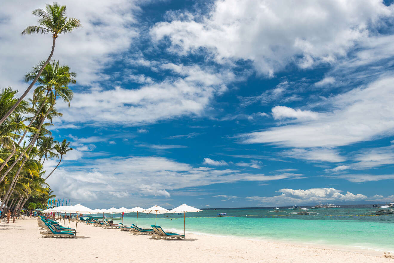 Caribbean blue water background on a white sand beach in Bohol