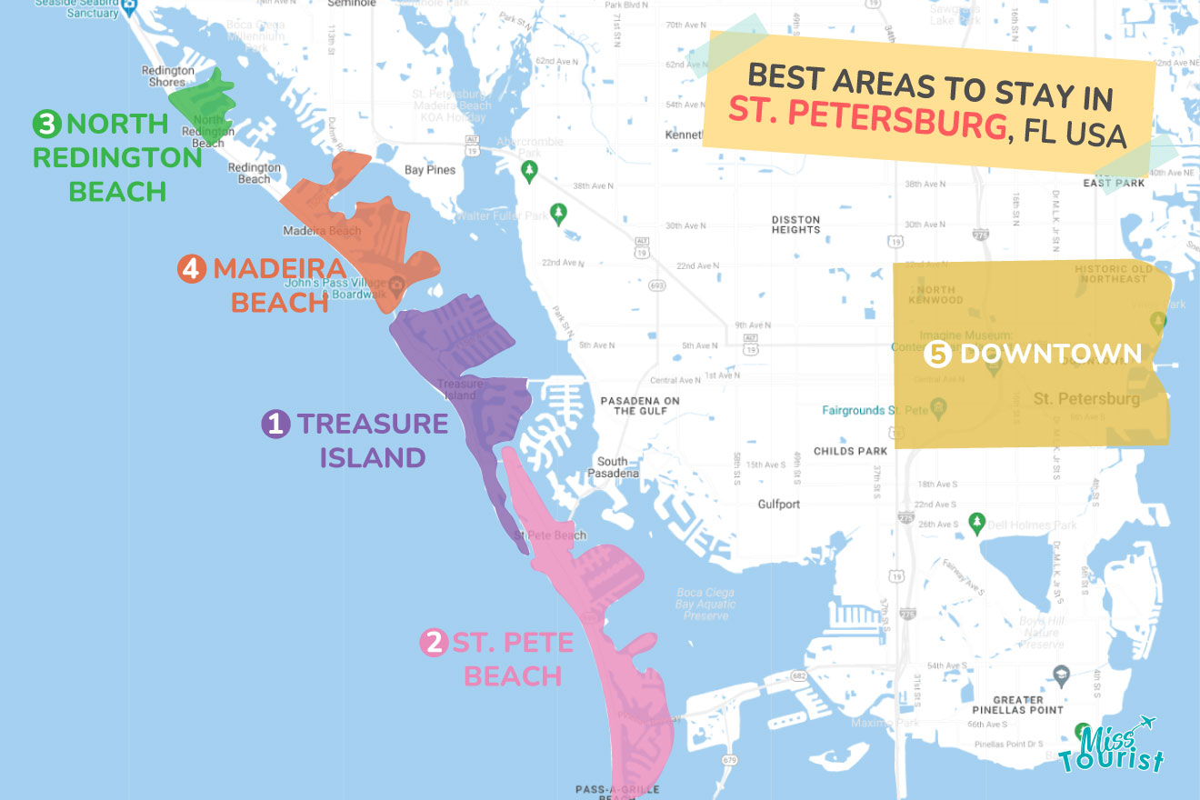 Map of best places to stay St Petersburg Florida