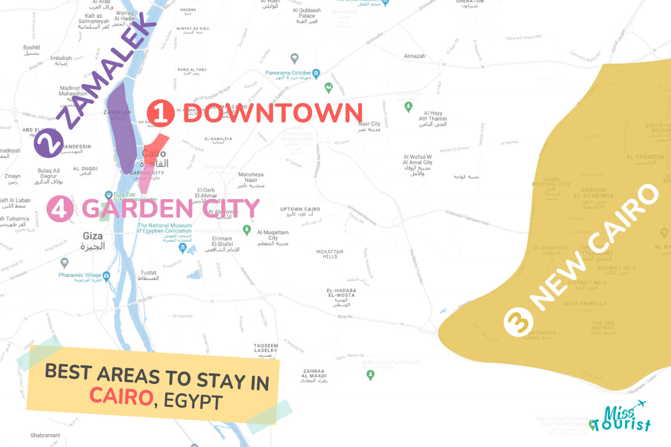 Map of best places to stay in Cairo