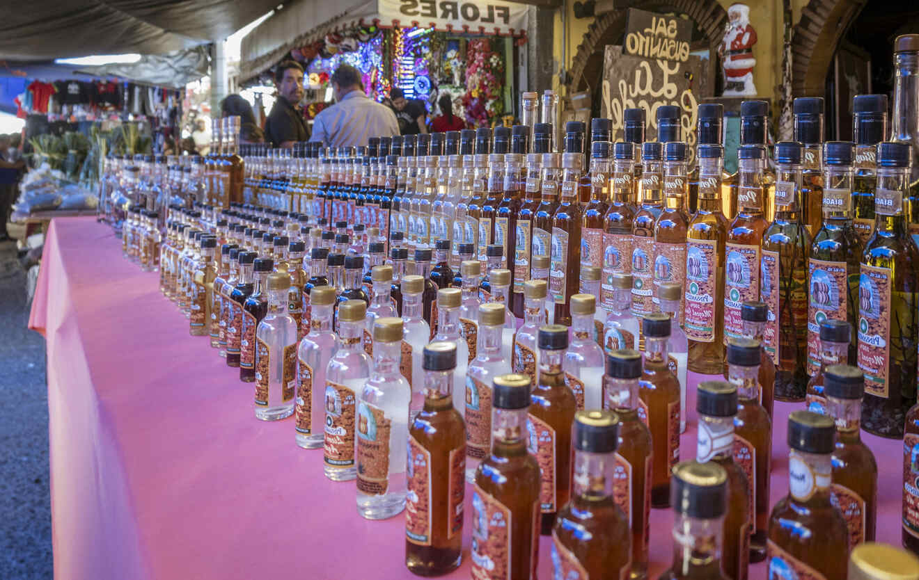 bottles of mezcal