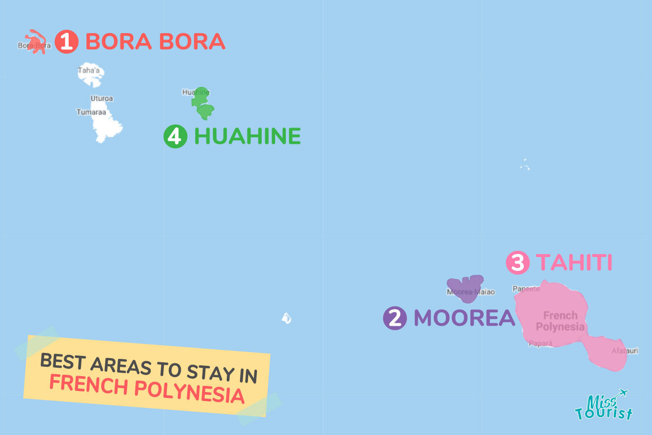 Map of best places to stay French Polynesia