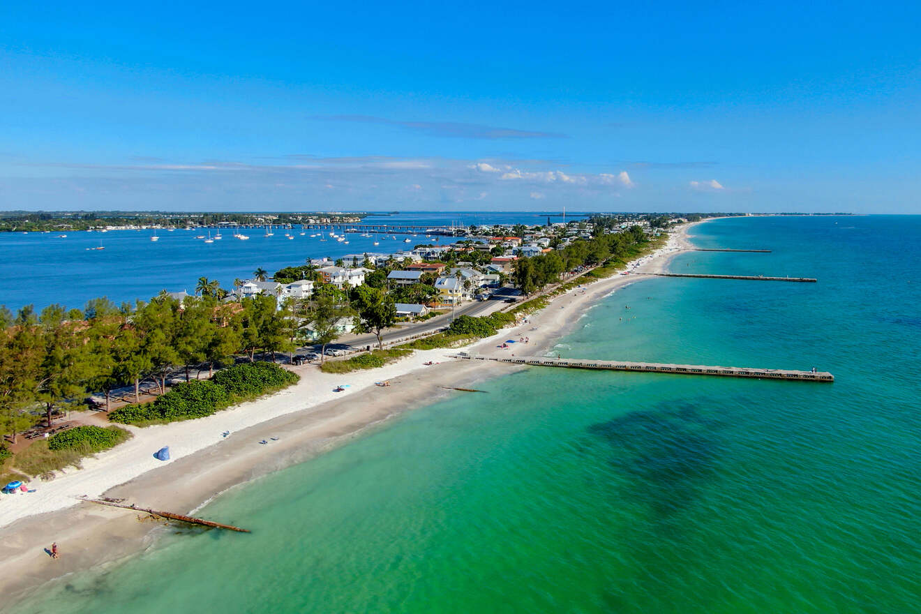 aerial view over the beach at Anna Maria Island