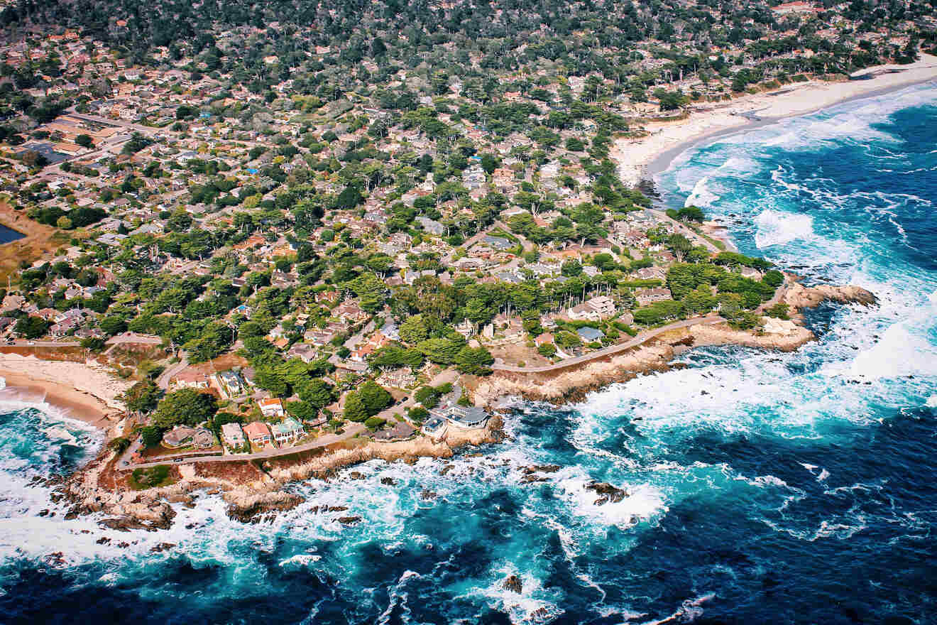 aerial view over Carmel-by-the-Sea