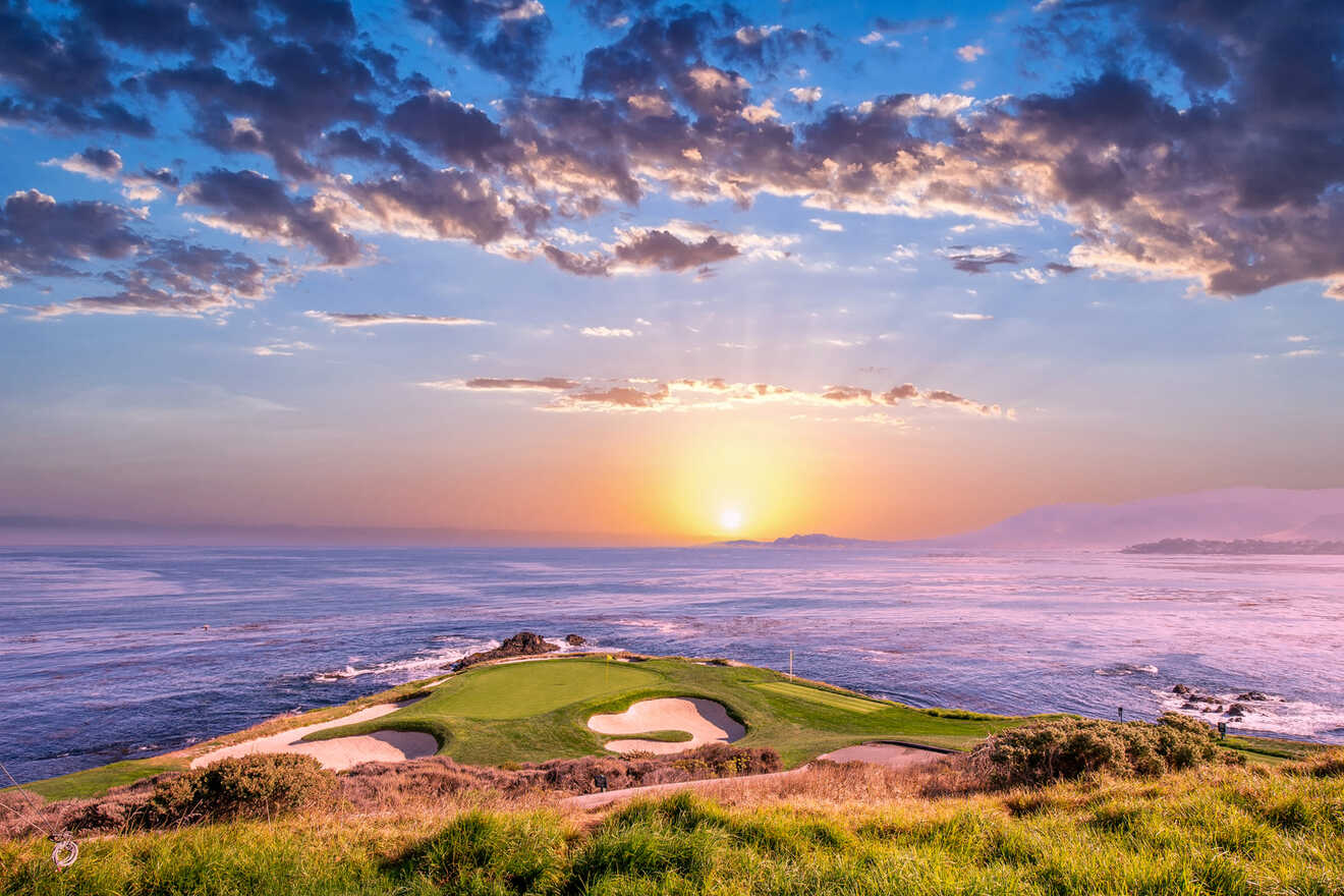 Pebble Beach at sunset