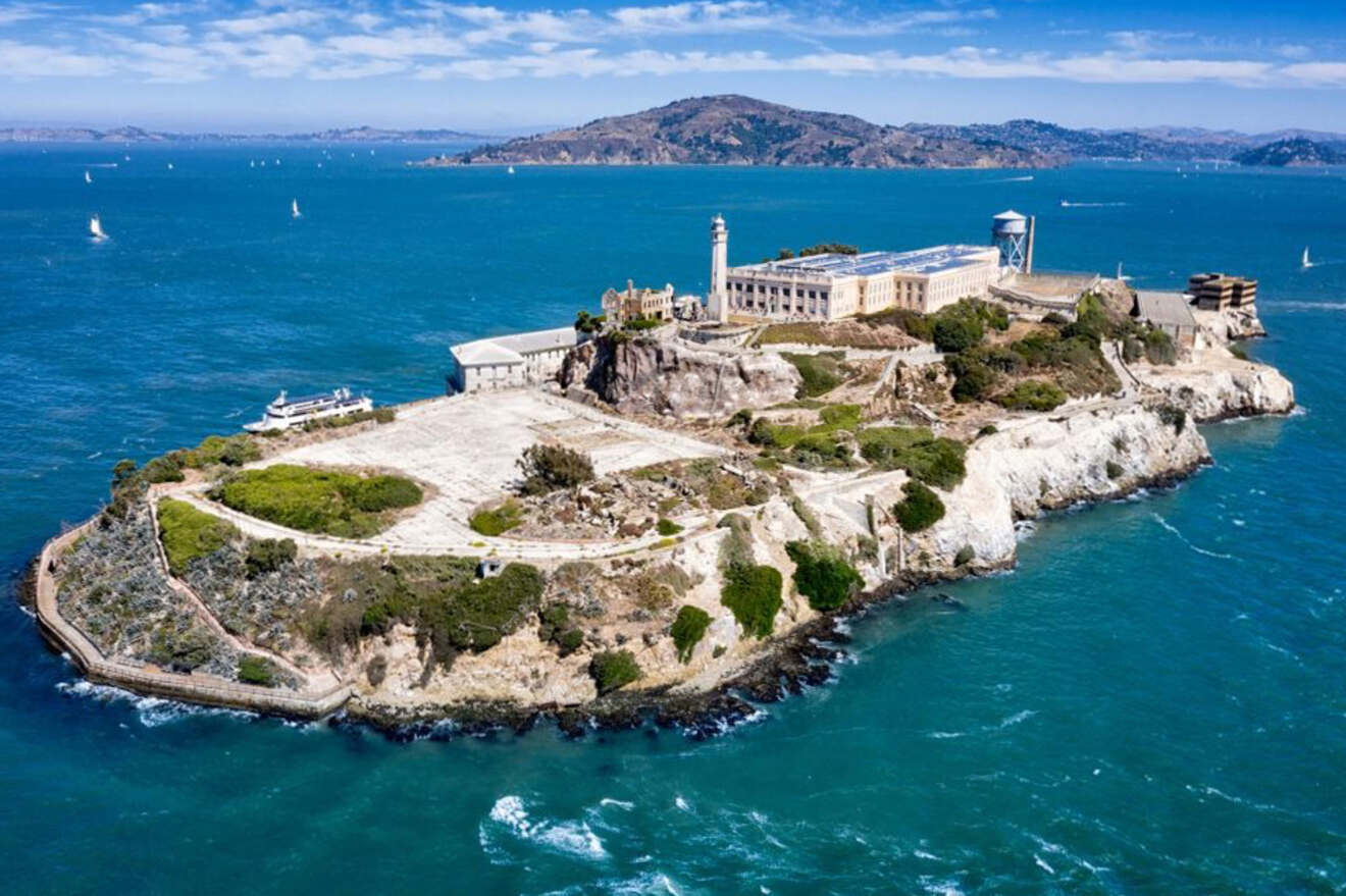 aerial view over Alcatraz island