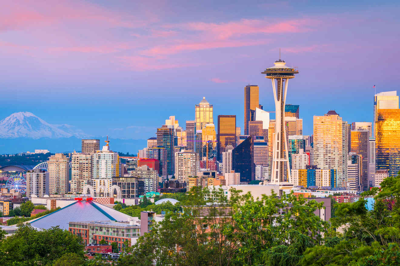 a view of the seattle skyline with the space needle in the background