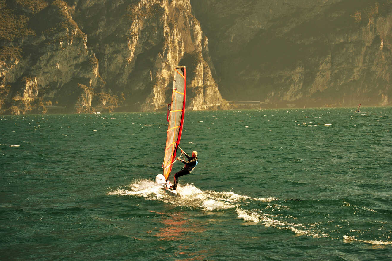 Surfing and water sports on Torbole Beach