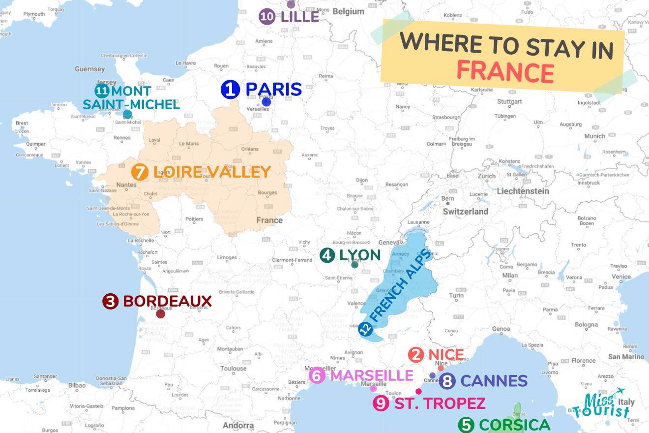Where to Stay in France MAP