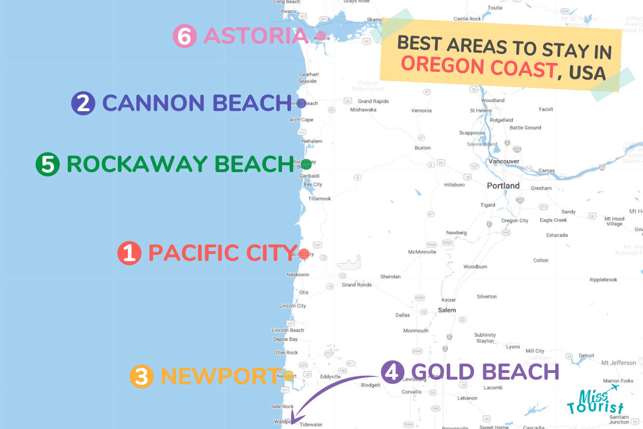 Where to Stay on the Oregon Coast MAP