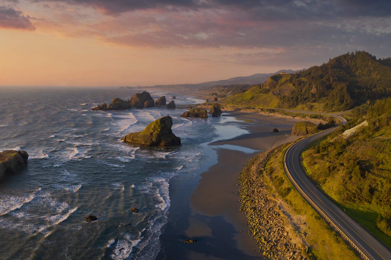 Aerial view of Oregon's coastline