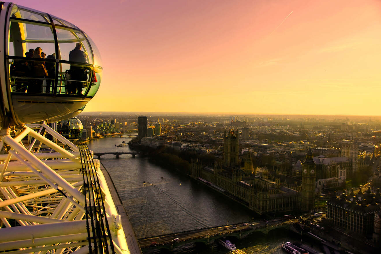 sunset view from London Eye
