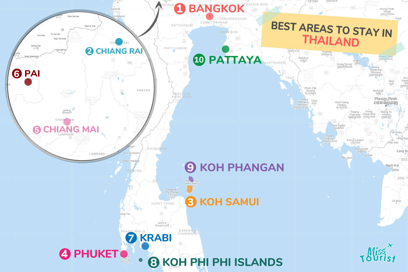 Where to Stay in Thailand MAP 1