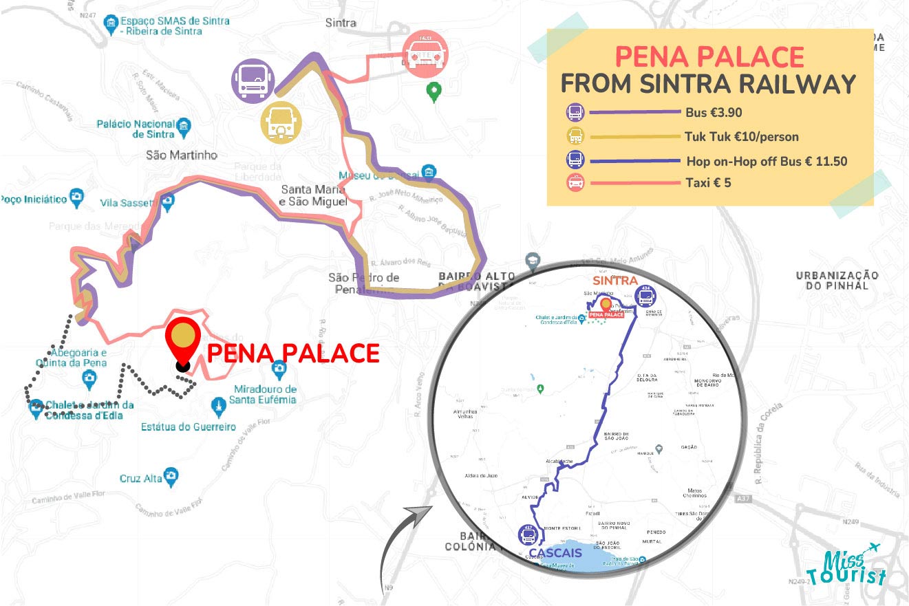 Map Pena Palace From Sintra Railway