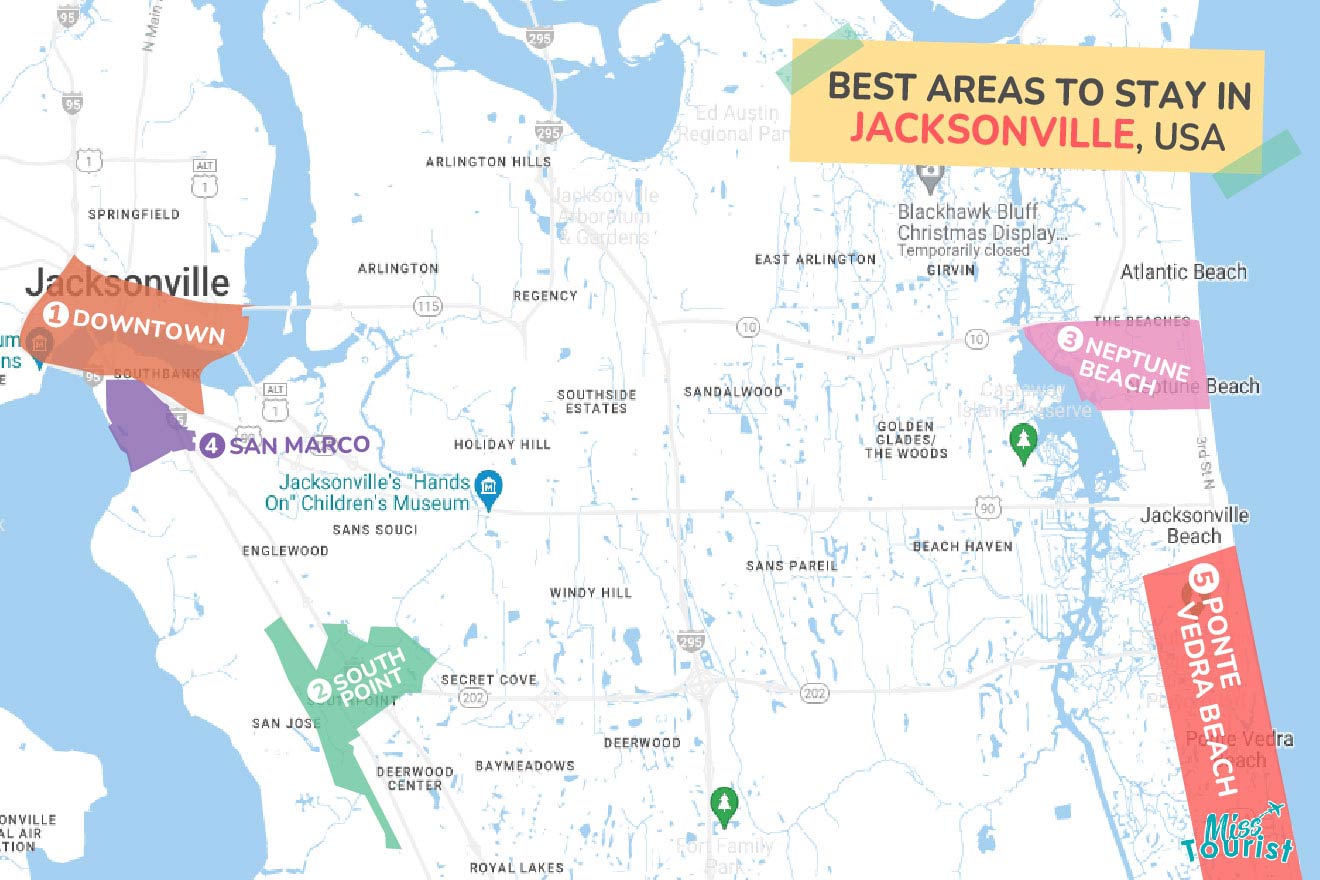 Map Where to stay in Jacksonville