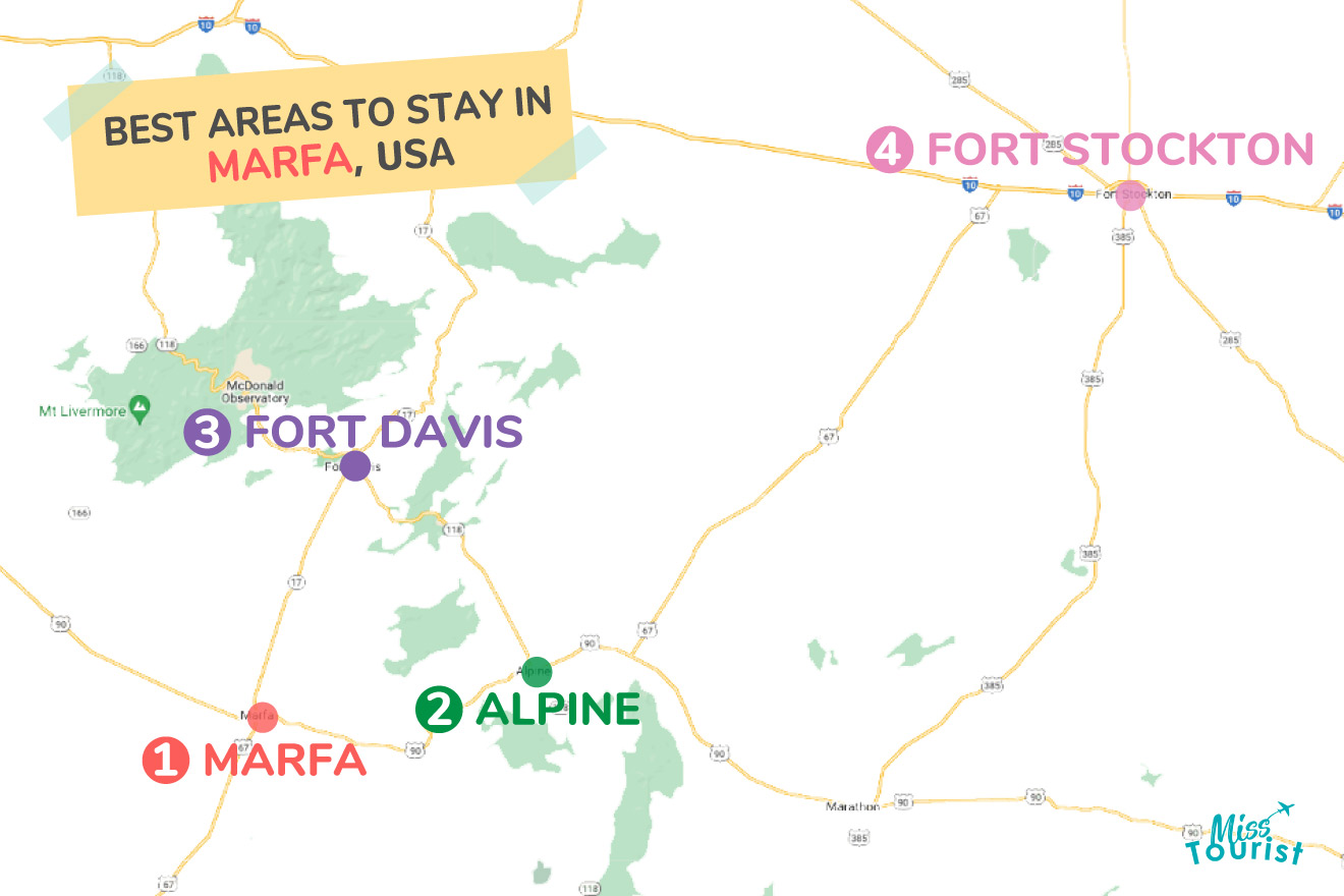 Map of best places to stay Marfa TX
