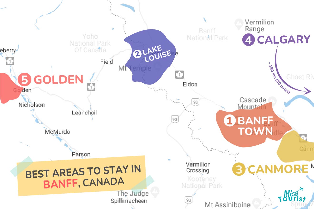 Map of best places to stay in Banff Map 2022