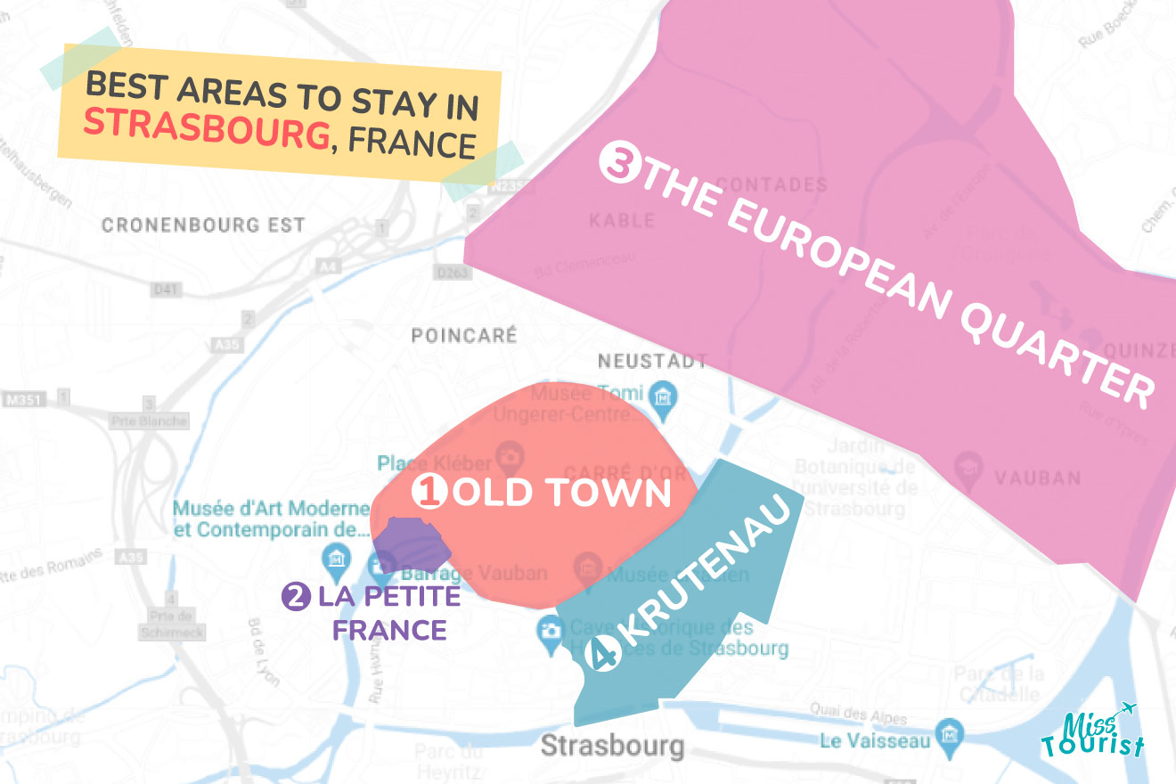 Map of best places to stay in Strasbourg