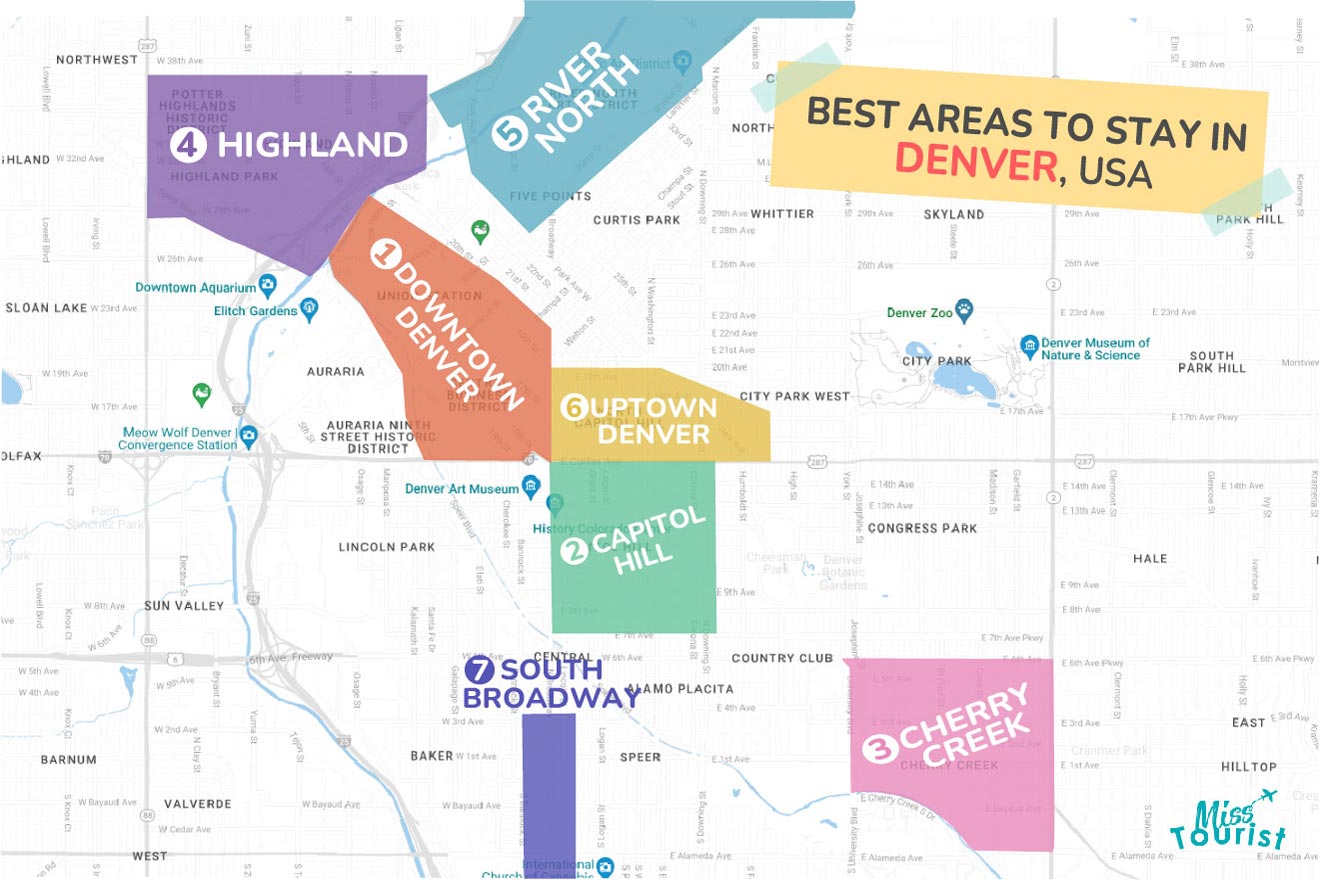 Where to stay in Denver neighborhood map