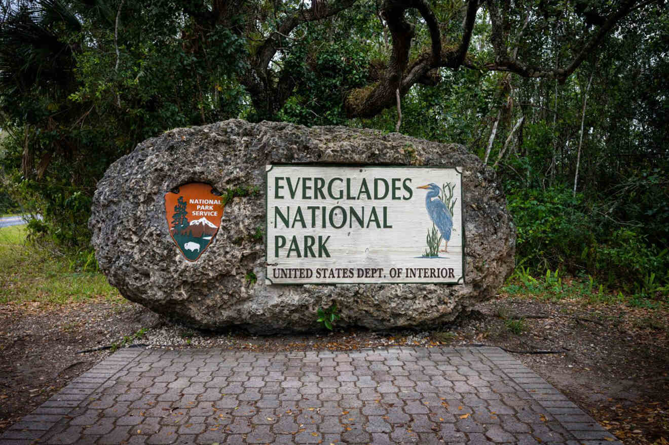 Everglades National Park sign at the entrance