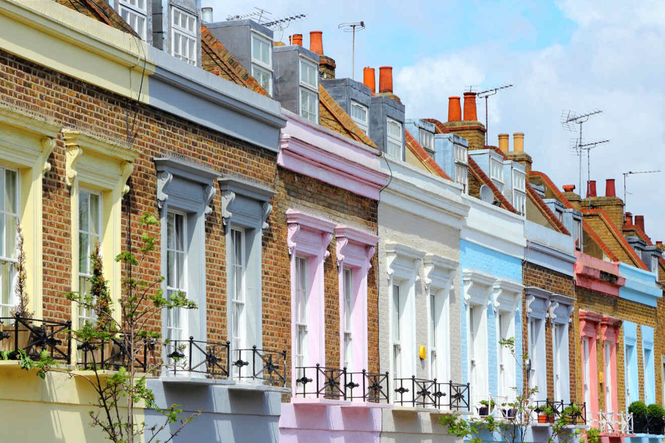 7 pastel colored houses in Camden