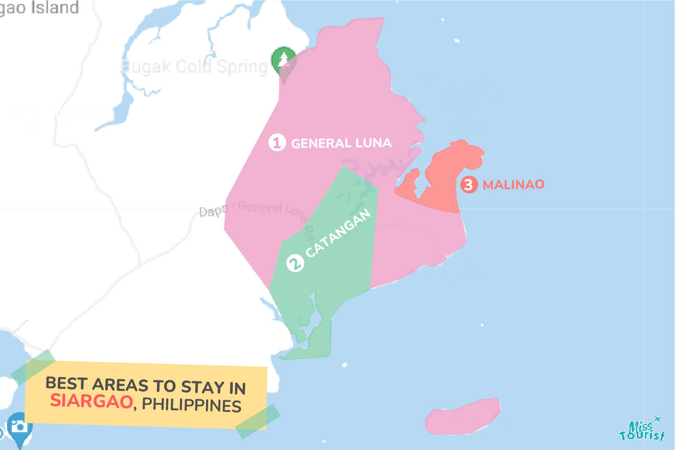 Map Best Areas To Stay in Siargao 01