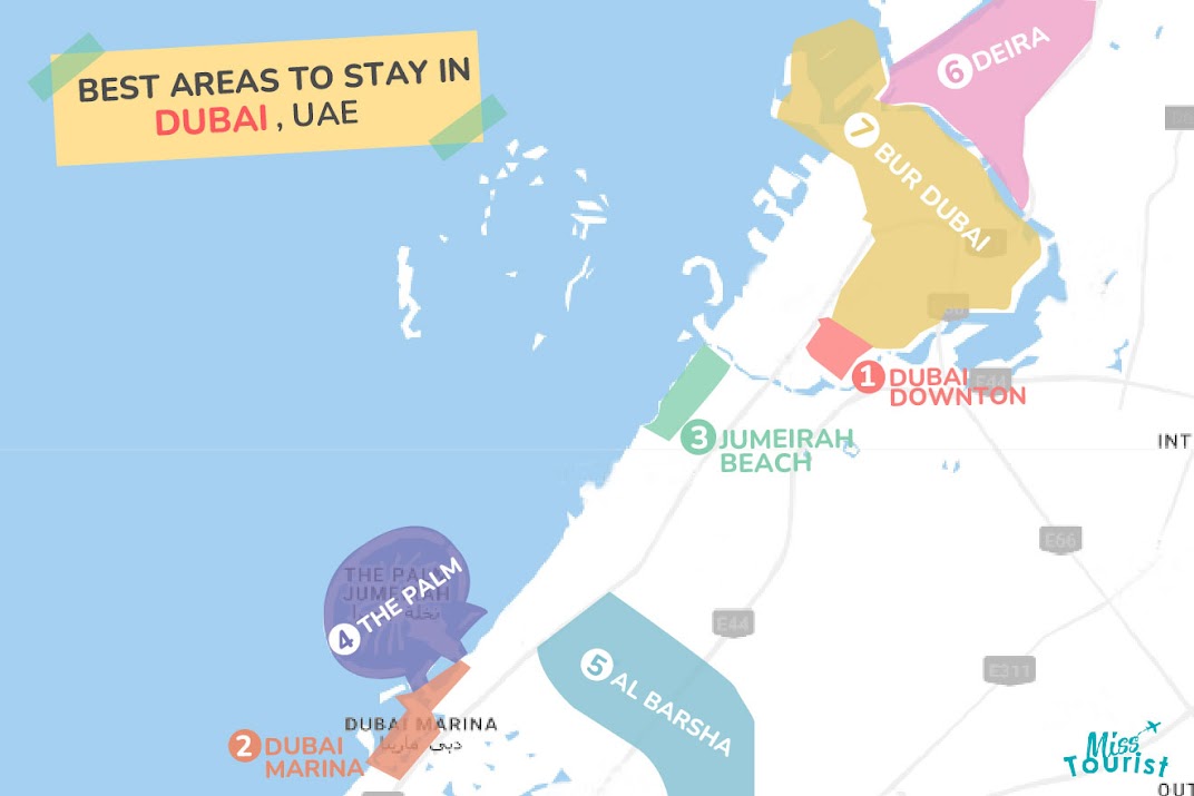 Map Best Areas to stay in Dubai