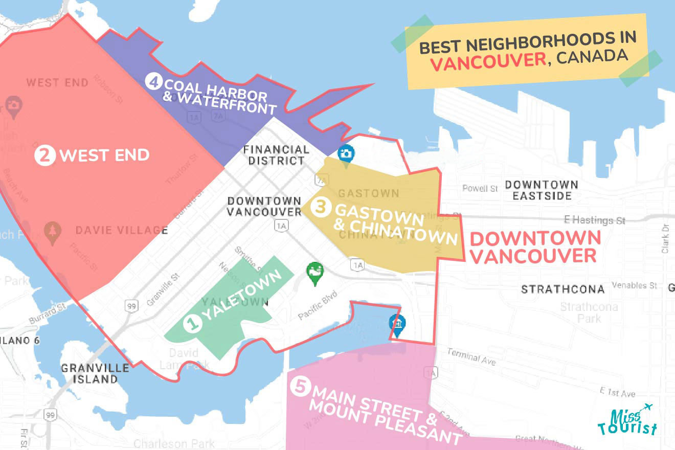 Map of best places to stay Vancouver 2022