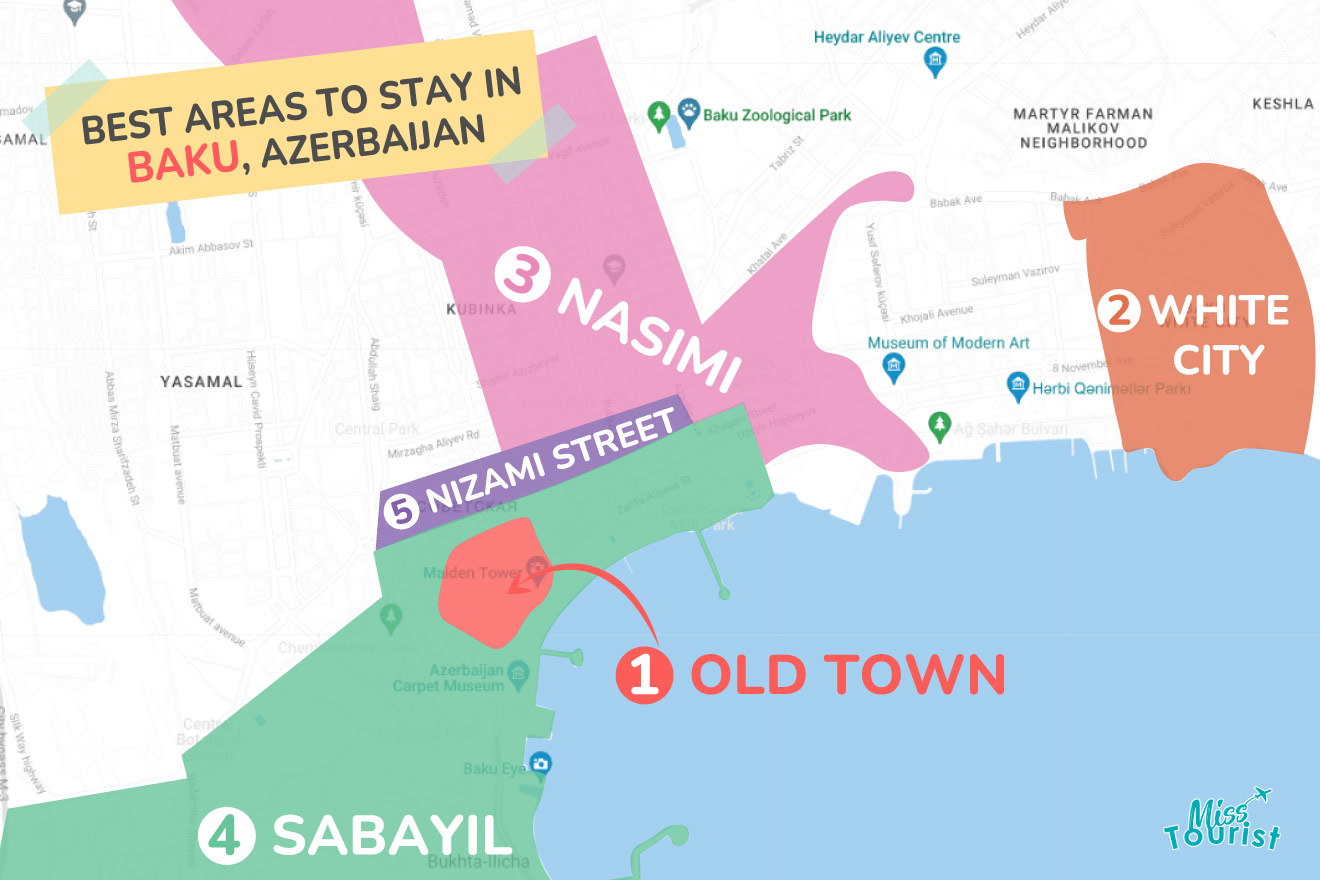 Where to Stay in Baku MAP