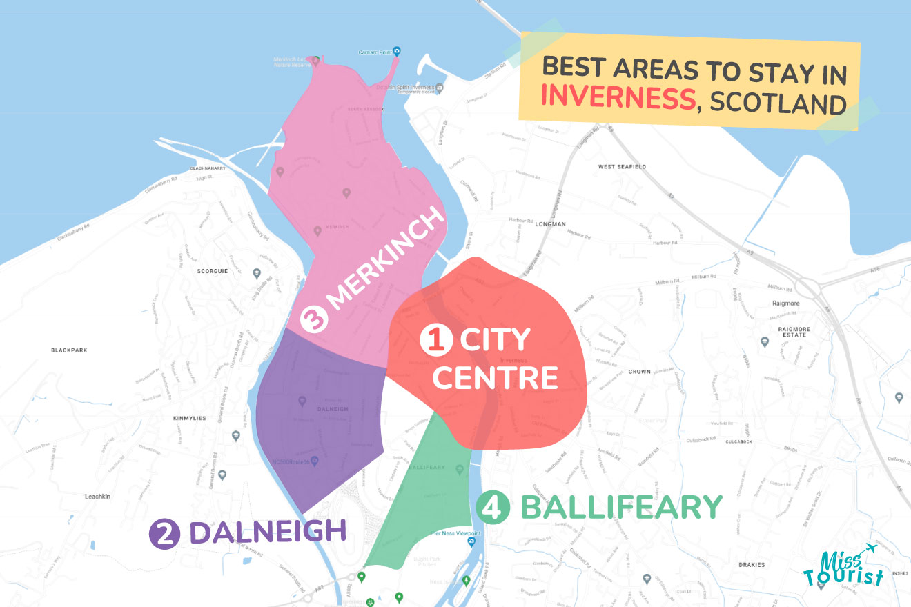 Where to stay in Inverness map