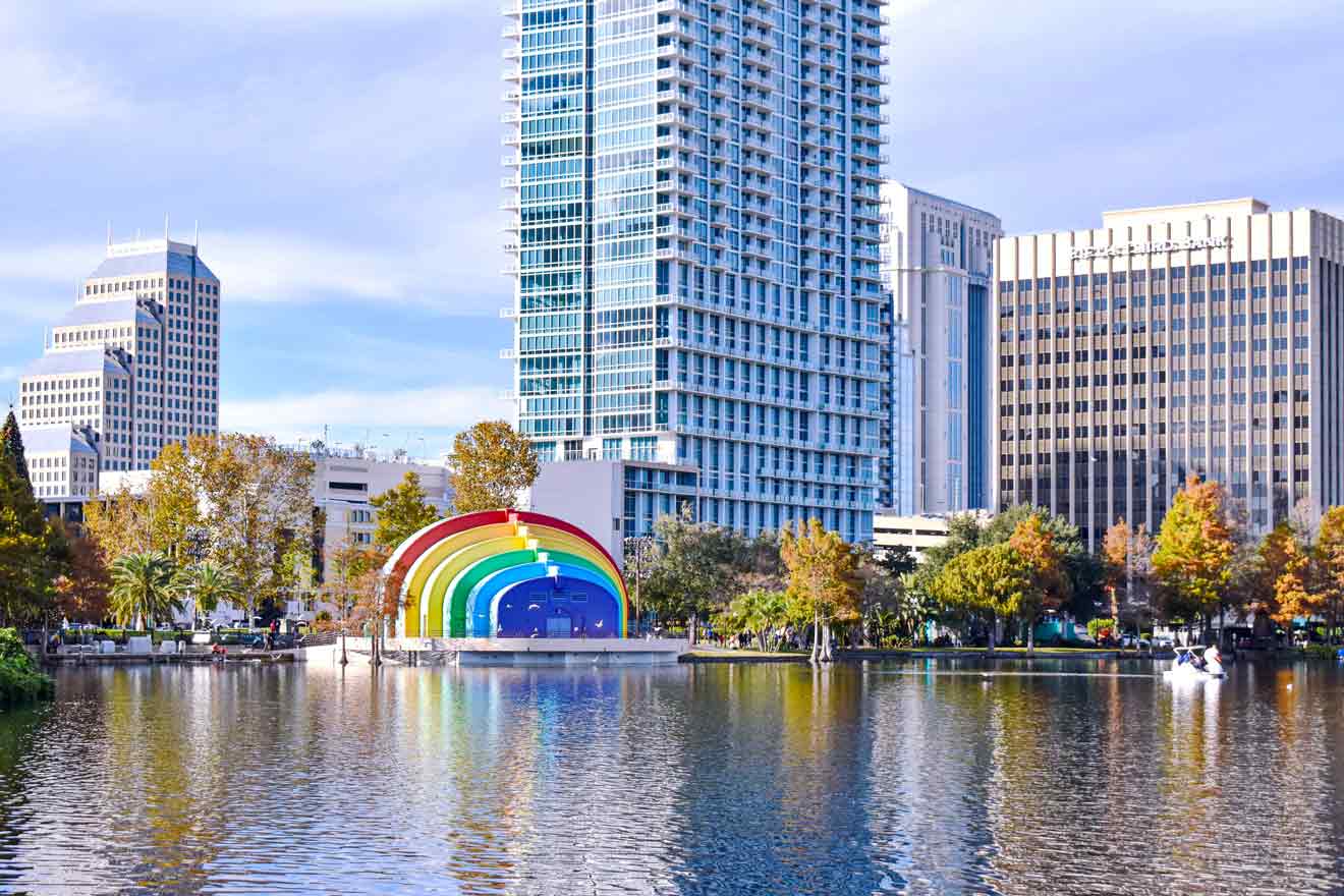 view over the Lake Eola Amphitheater in Orlando 
