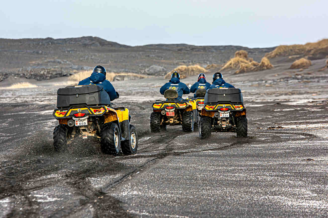 4 people on ATVs in Iceland