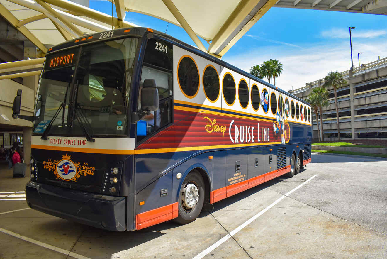 Disney cruise line bus waiting for tourists