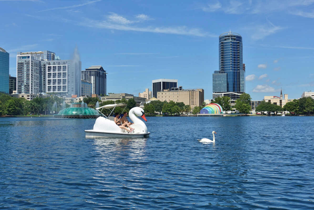 2 rent boat at Lake Eola