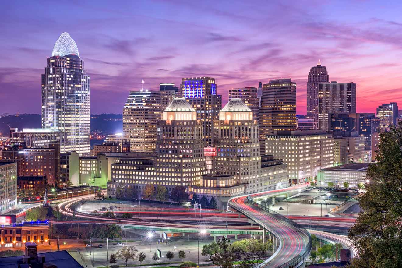 view of Cincinnati city at night