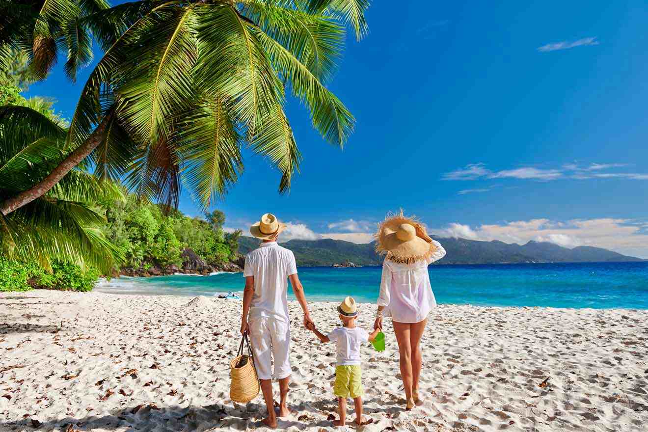 family on the beach