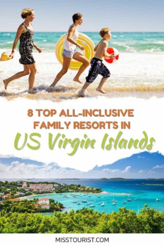 family running on the beach; overview of US Virgin Islands